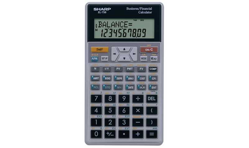 Sharp EL-738C Tasche Finanzrechner Grau Taschenrechner