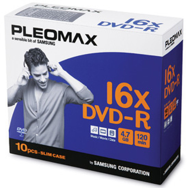 Samsung Pleomax DVD-R 4.7GB, Slim Jewel Case 10-pk 4.7GB 10pc(s)