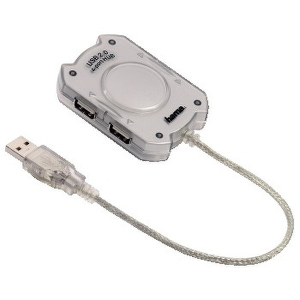Hama USB 2.0 Hub 1:4, Silver 480Мбит/с Cеребряный хаб-разветвитель