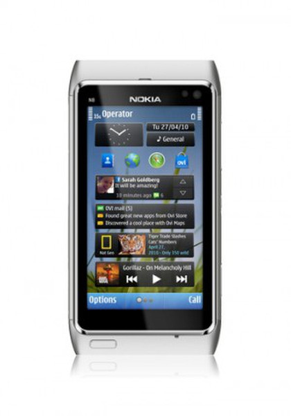 Nokia N8 Одна SIM-карта Cеребряный, Белый смартфон