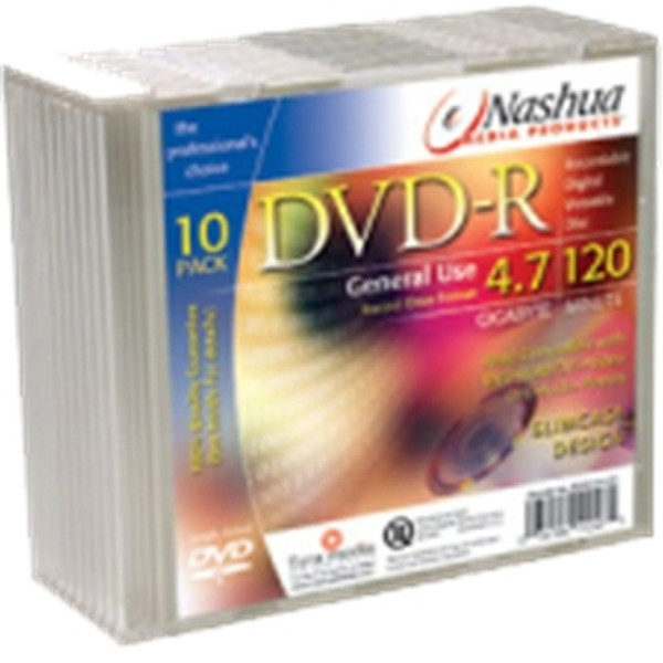 Nashua 10-pack DVD-R, slimcase 4.7GB DVD-R 10pc(s)