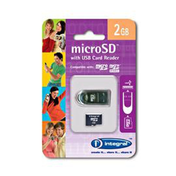 Integral 2GB microSD card + card reader Черный устройство для чтения карт флэш-памяти