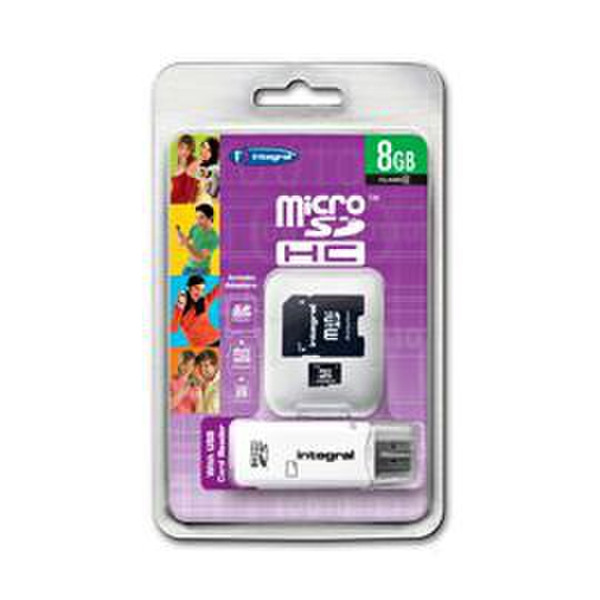 Integral 8GB microSDHC Card + card reader устройство для чтения карт флэш-памяти