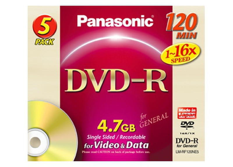 Panasonic LM-RF120NE5 4.7GB DVD-R 5pc(s) blank DVD