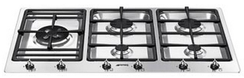 Smeg PS906BE Встроенный Gas hob Нержавеющая сталь плита