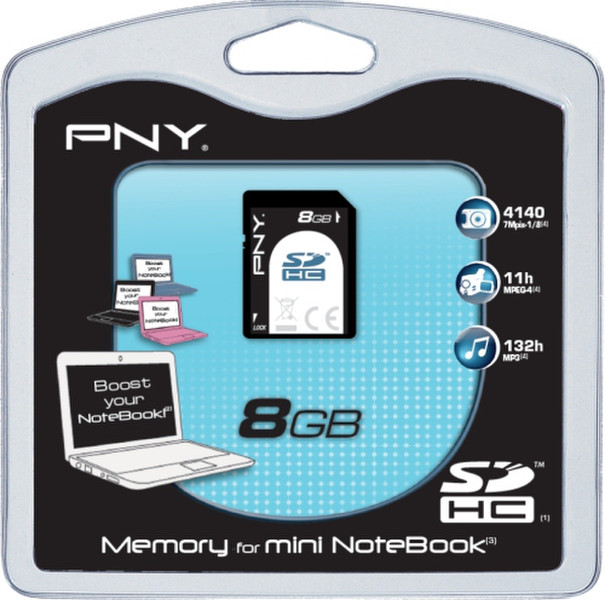 PNY SDHC Mini Notebook 8GB 8ГБ SDHC карта памяти