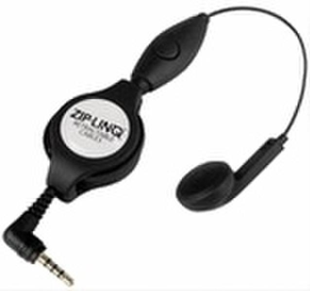 ZipLinq Hands-Free Headset for Nokia w/ 2.5mm Jack, Treo, & Palm Monaural Wired Black mobile headset