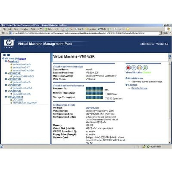 HP ProLiant Essentials Virtual Machine Management Pack, Single Server License
