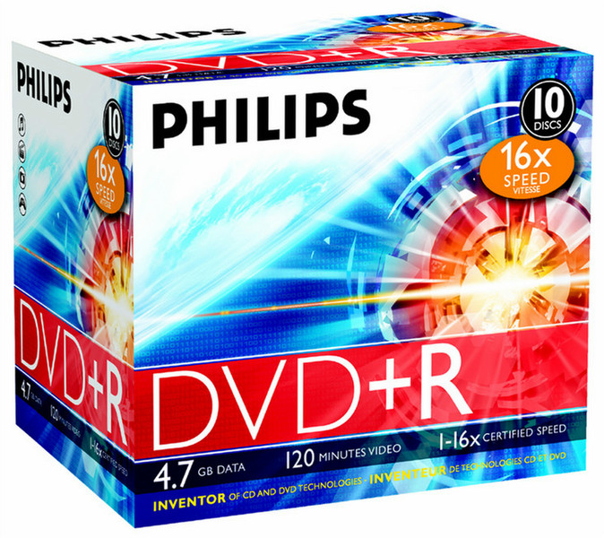 Philips DVD+R 16x 4.7GB / 120min JC(10) 4.7ГБ 10шт