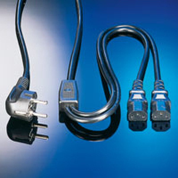 ROLINE Y-Power Cable, 2x Straight IEC Connector, 1.8 m 1.8м Черный кабель питания