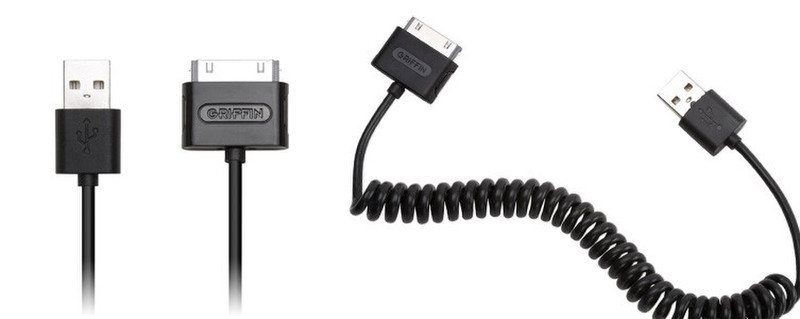 Griffin USB - Dock Cable 1.2м USB Apple Dock Черный дата-кабель мобильных телефонов