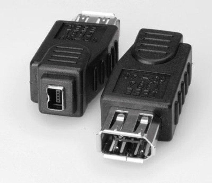 ROLINE FireWire Adapter 6-/4-pin (F/F) 6-контактный 4-pin Черный кабельный разъем/переходник