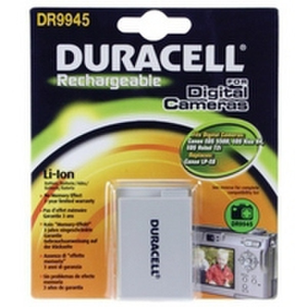 Duracell Camera Battery 7.4v 1020mAh 7.5Wh Lithium-Ion (Li-Ion) 1020mAh 7.4V Wiederaufladbare Batterie
