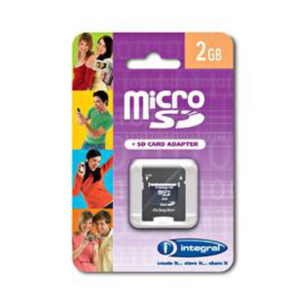 Integral 2GB MicroSD + SD Adapter 2GB MicroSD memory card