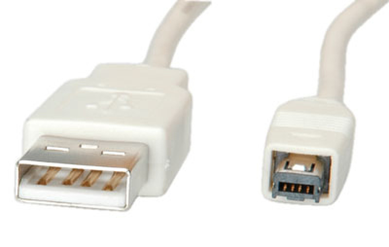 ROLINE USB 2.0 Mini cable, type A to 4pin, Hirose, 1.8m 1.8м USB A Белый кабель USB