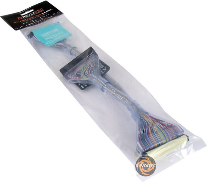 Revoltec Floppy Cable round UV-active Blue 48cm 0.48m Blau SATA-Kabel
