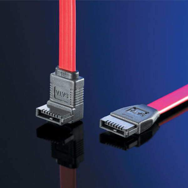 ROLINE HDD Cable, S-ATA angled, 0.5m 0.5m Red SATA cable