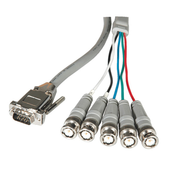 ROLINE BNC Monitor Cable HD15 (M) - 5x BNC VGA 5x BNC Grey cable interface/gender adapter