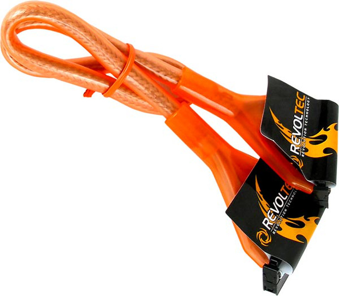 Revoltec Rounded Floppy Cable UV-Reactive Orange 48cm 0.48m Orange SATA-Kabel