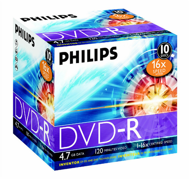 Philips DVD-R 16x 4.7GB / 120min JC(10) 4.7GB 10pc(s)