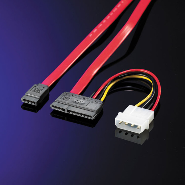 ROLINE S-ATA 150Mbit data cable with power connector Черный кабель SATA