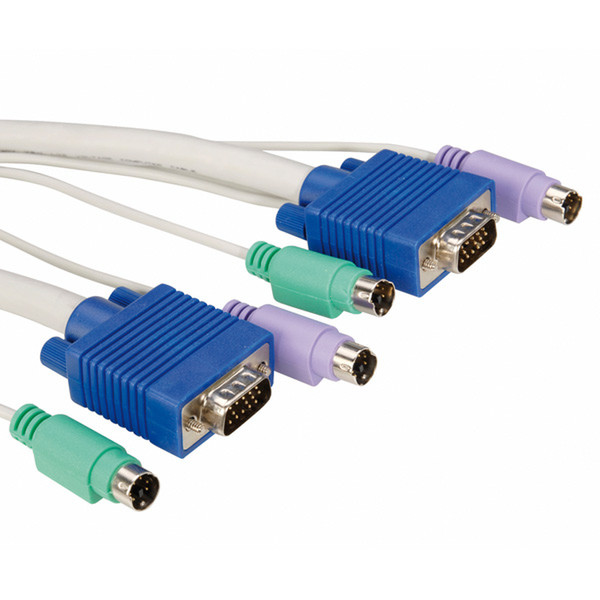 ROLINE Star-type KVM-Cable 2x VGA + 4x PS/2, 3m 3m Grey KVM cable