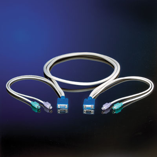 ROLINE Star-type KVM-Cable 2x VGA + 4x PS/2, 10m 10m Grau Tastatur/Video/Maus (KVM)-Kabel