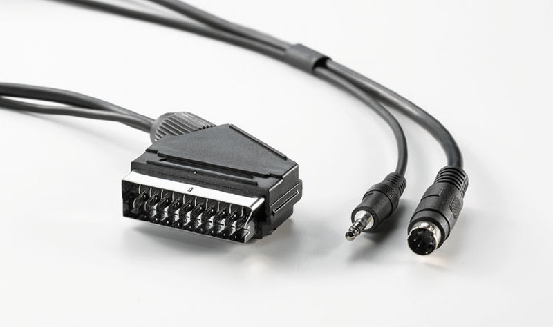 ROLINE DVD cable set, 20m, Scart/M to SVHS/M + 3.5mm Stereo/M, tin-plated, black colour 20m Schwarz