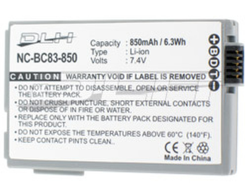 DLH LI-ION 7.4V-850mAh-6.3Wh GRAY Lithium-Ion (Li-Ion) 850mAh 7.4V rechargeable battery