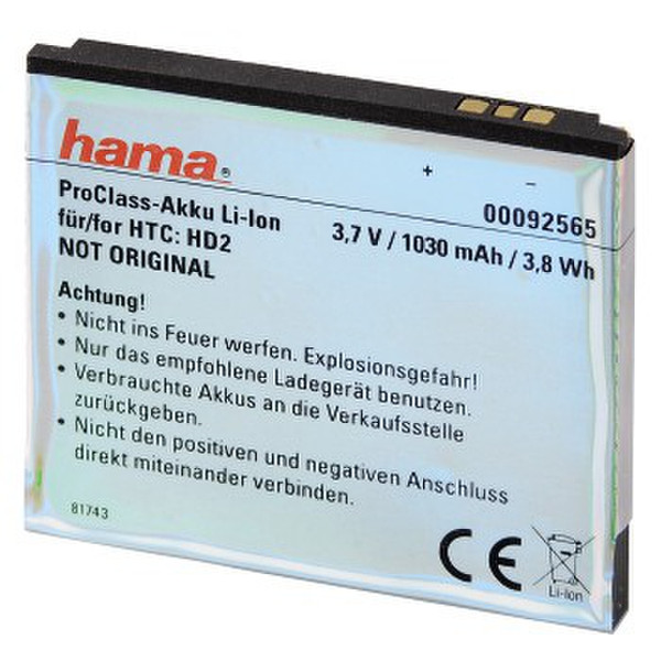 Hama 00092565 Lithium-Ion (Li-Ion) 1030mAh 3.7V rechargeable battery