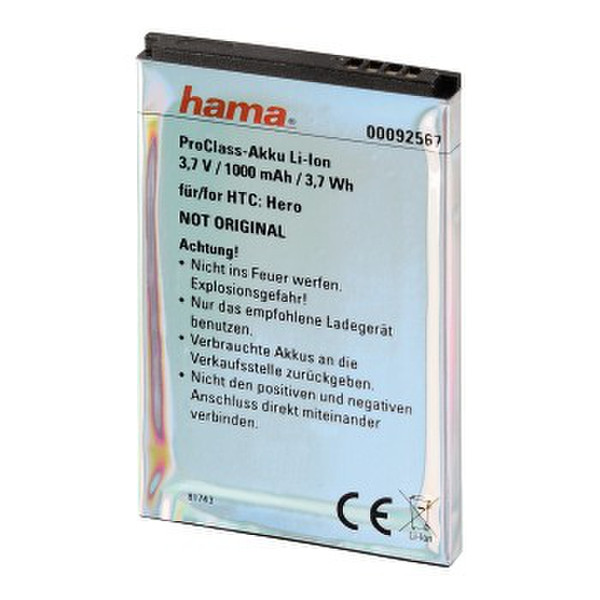 Hama 00092567 Литий-ионная (Li-Ion) 1000мА·ч 3.7В аккумуляторная батарея
