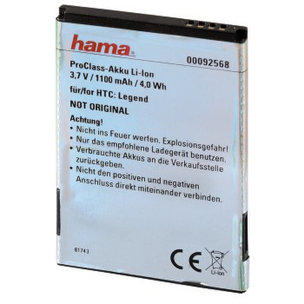 Hama 00092568 Литий-ионная (Li-Ion) 1100мА·ч 3.7В аккумуляторная батарея
