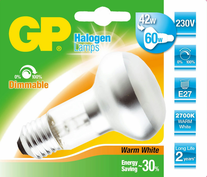GP Lighting 046714-HLME1 42Вт E27 D Теплый белый галогенная лампа