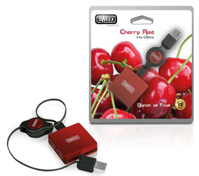 Sweex 4 Port USB Hub Cherry Red