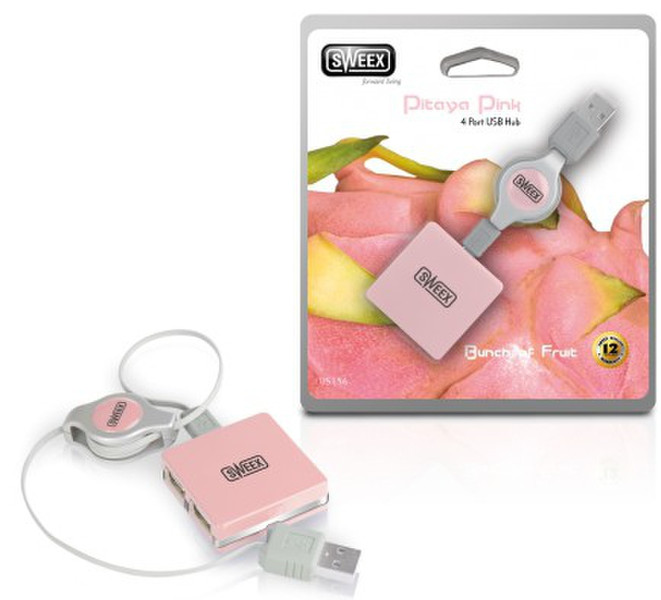 Sweex 4 Port USB Hub Pitaya Pink