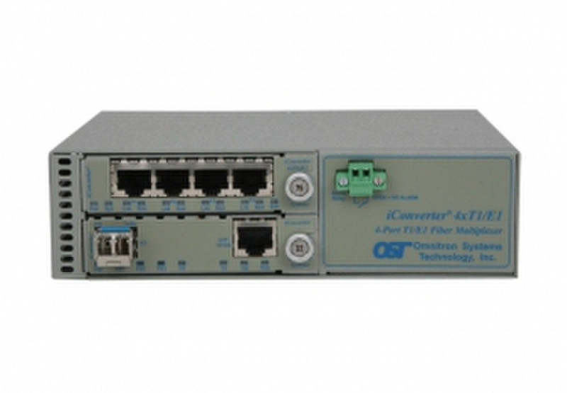 Omnitron iConverter 4xT1/E1 MUX 100Mbit/s 1310nm Einzelmodus Grau Netzwerk Medienkonverter