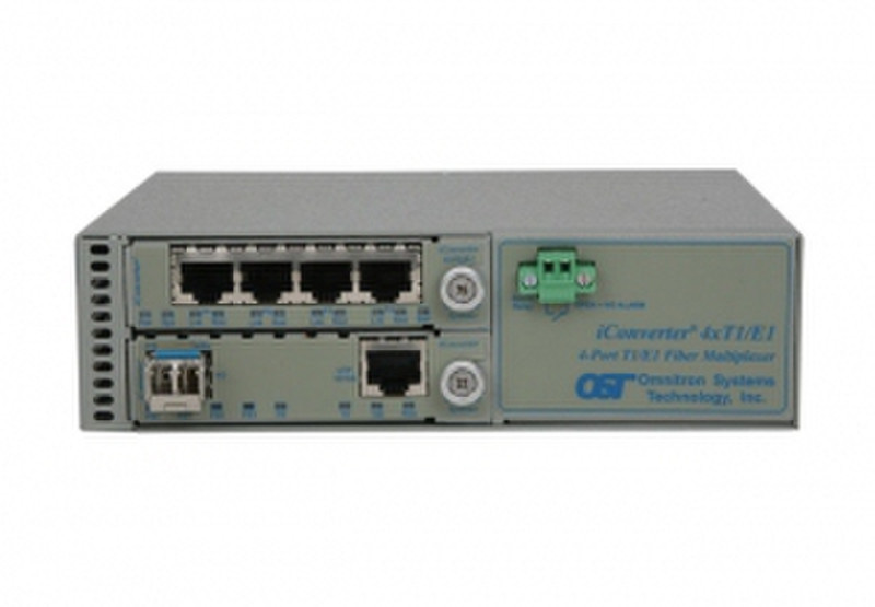 Omnitron iConverter 4xT1/E1 MUX 100Mbit/s 1550nm Einzelmodus Grau Netzwerk Medienkonverter