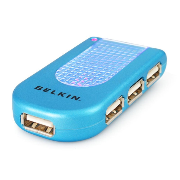 Belkin 4-port USB Hub, Blue 480Мбит/с Синий хаб-разветвитель