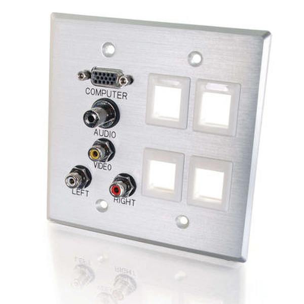 C2G Double Gang HD15 VGA + 3.5mm + Composite Video + Stereo Audio + Keystone Wall Plate