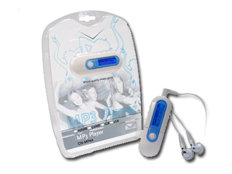 Canyon 2Gb MP3 Player, Blue iD3Tag display, USB, White, FM radio