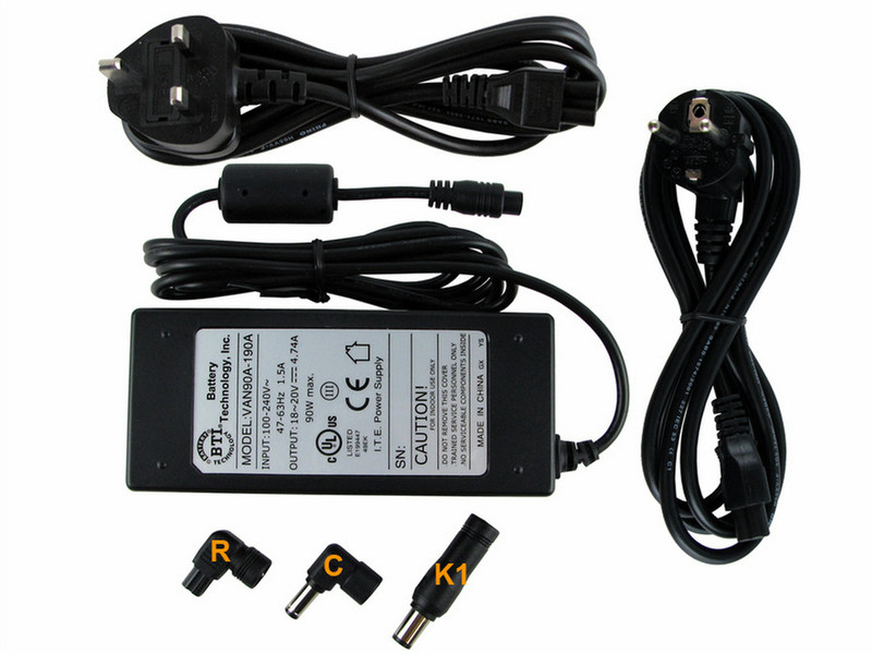 BTI 90W Universal AC Adapter Indoor 90W Black power adapter/inverter