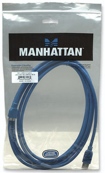 Manhattan 325431 3м USB A Micro-USB B Синий кабель USB