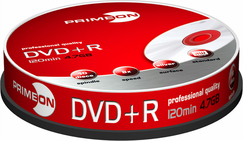 Primeon DVD+R 4.7GB/120Min, 10 Spindle 4.7ГБ DVD+R 10шт