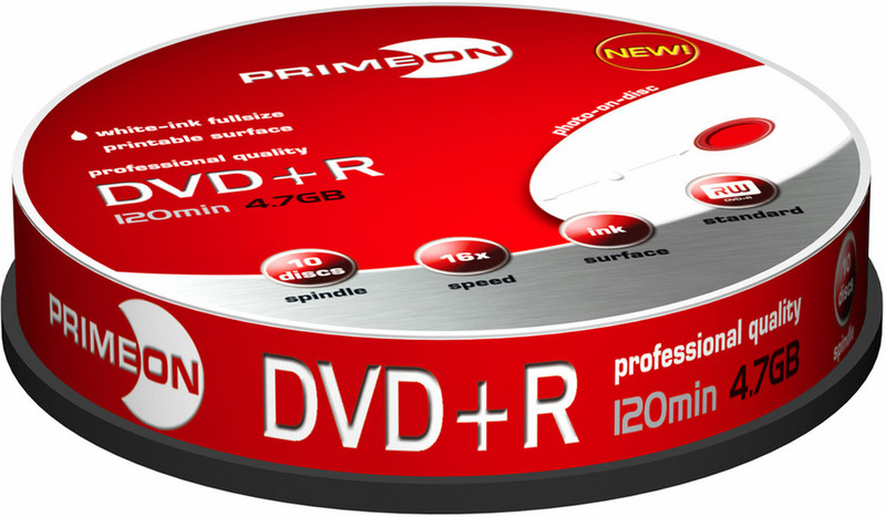 Primeon DVD+R 4.7GB, 10 Spindle 8.5GB DVD+R 10pc(s)