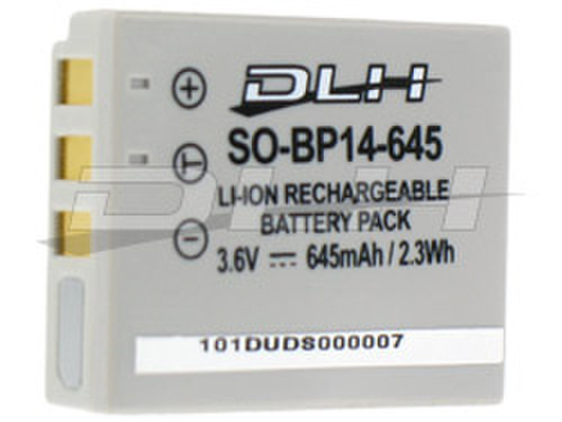 DLH LI-ION 3.6V-645mAh-2.3Wh Lithium-Ion (Li-Ion) 645mAh 3.6V rechargeable battery