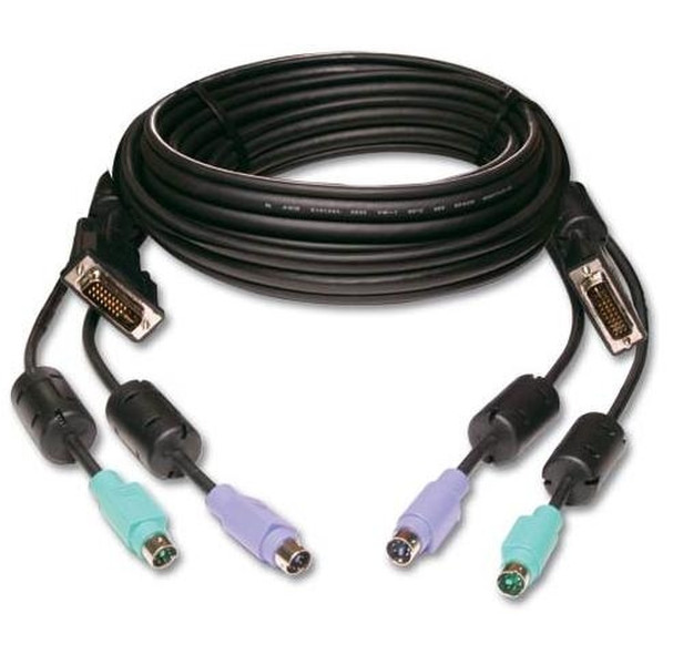 Avocent PS/2 keyboard, PS/2 mouse, and single DVI-I video cable – 6 ft 2m Black KVM cable