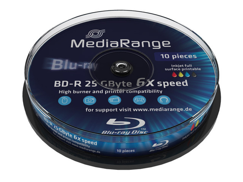 MediaRange MR500 25ГБ BD-R 10шт чистые Blu-ray диски