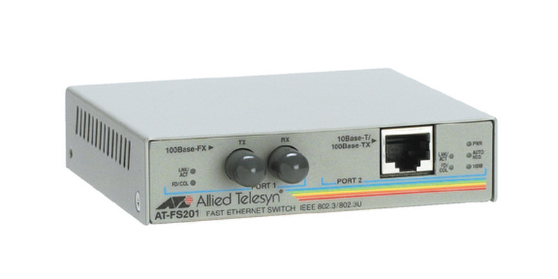 Allied Telesis AT-FS201 2 Port Fast Ethernet Speed/Media Converting Switch 100Mbit/s network media converter