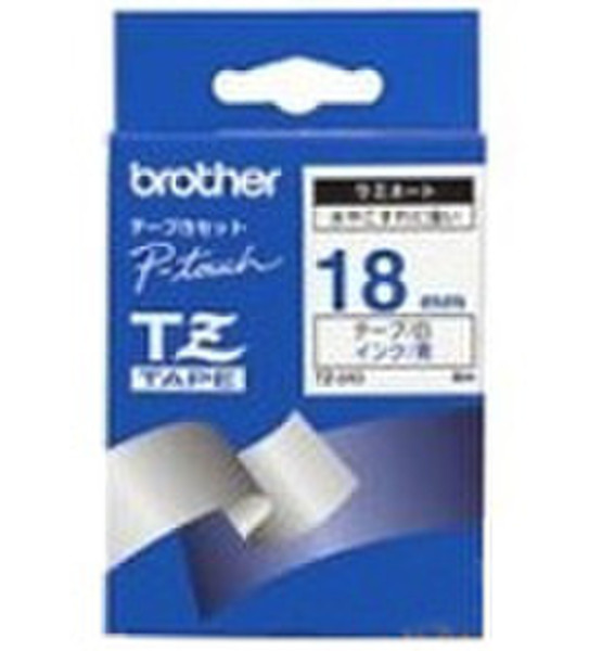 Brother Gloss Laminated Labelling Tape - 18mm, Blue/White TZ label-making tape