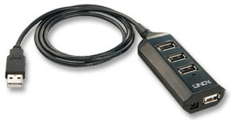 Lindy 4-Port USB 2.0 Hub 480Мбит/с Черный